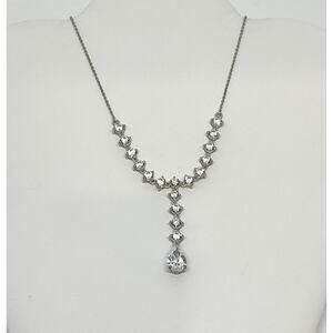 Platinum over Sterling Necklace-Swarovski Zirconia Gemstone Necklace